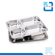 Children Stainless Steel Lunchbox & School Lunch Tray with 4 Dividers